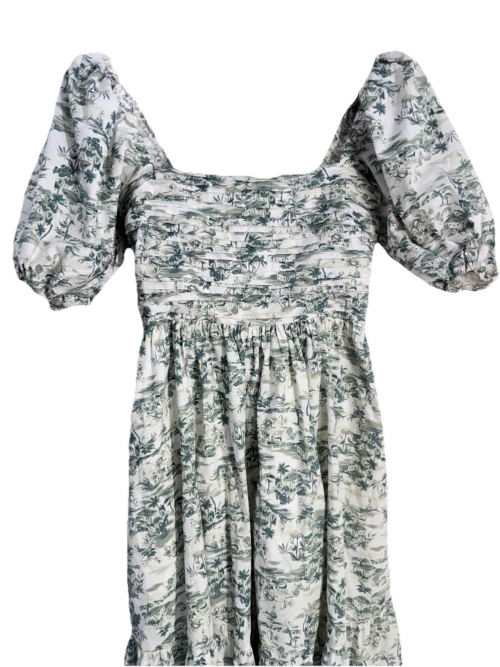 Abercrombie & Fitch Emerson Dress Poplin Puff Sleeve Midi Olive Size S NWOT - Picture 6 of 10
